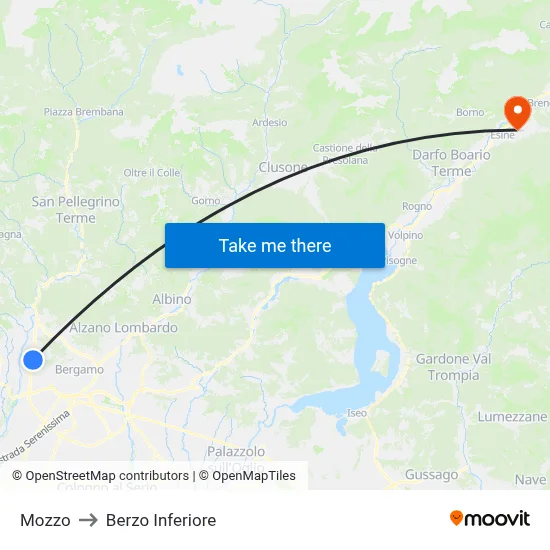 Mozzo to Berzo Inferiore map