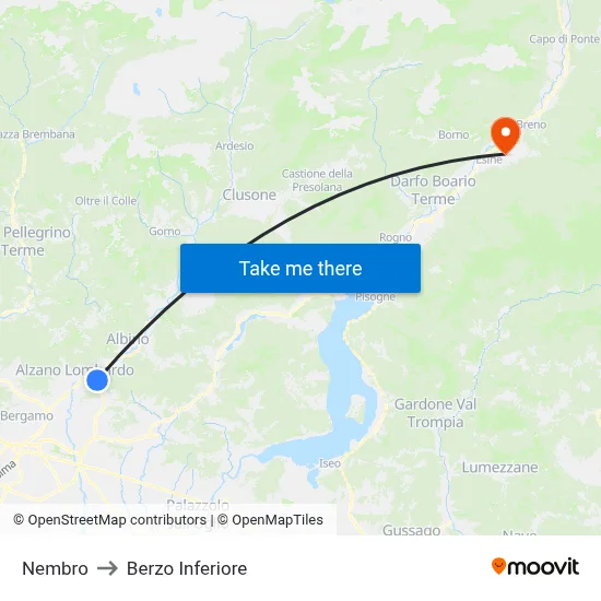 Nembro to Berzo Inferiore map