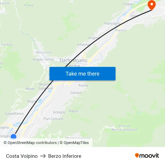 Costa Volpino to Berzo Inferiore map