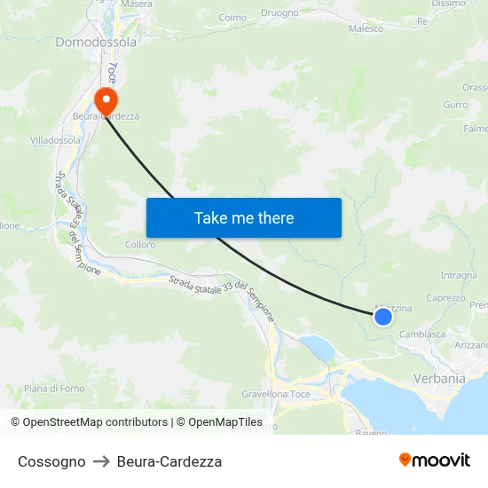 Cossogno to Beura-Cardezza map