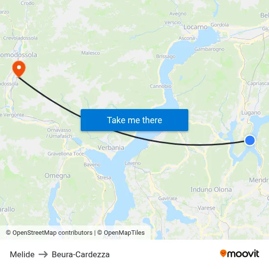 Melide to Beura-Cardezza map