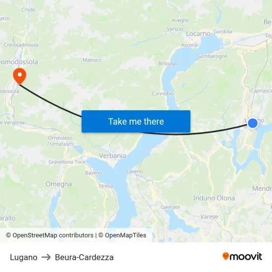 Lugano to Beura-Cardezza map