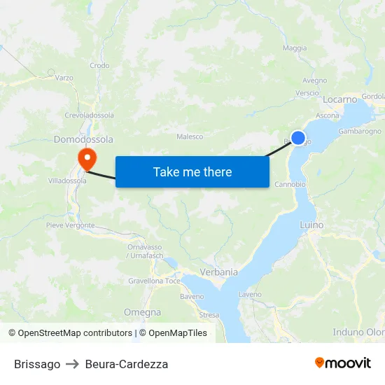 Brissago to Beura-Cardezza map