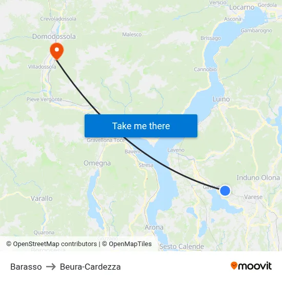 Barasso to Beura-Cardezza map