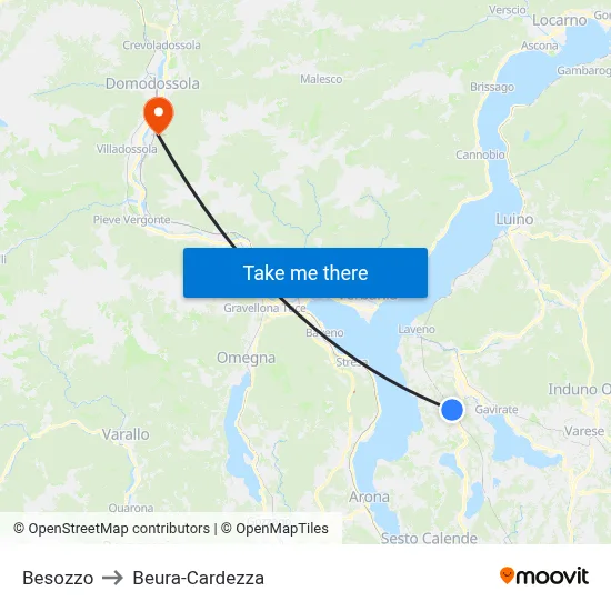 Besozzo to Beura-Cardezza map