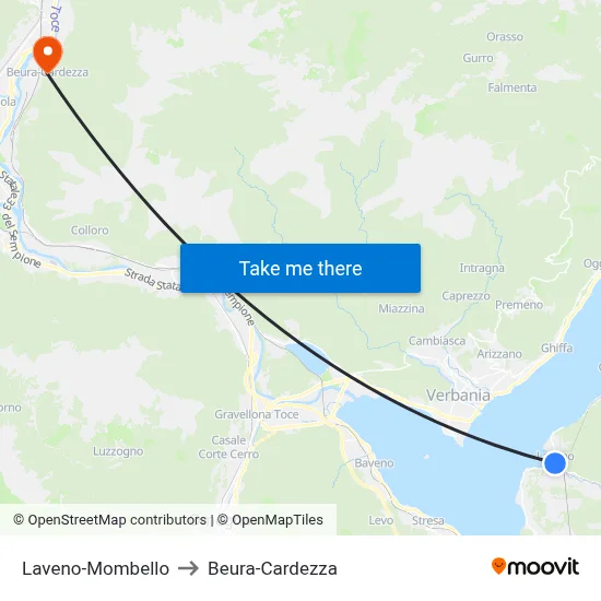 Laveno-Mombello to Beura-Cardezza map