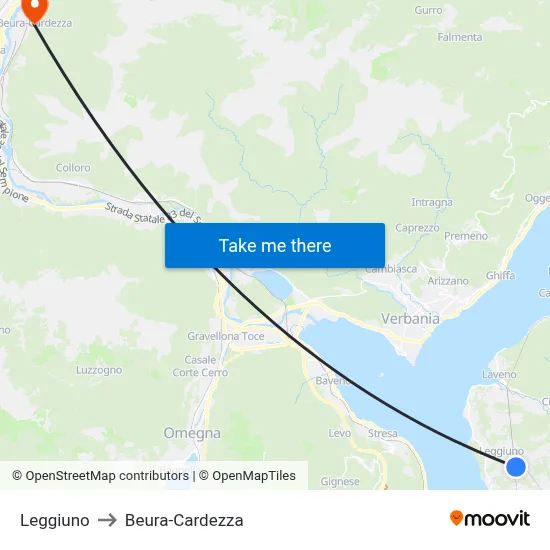 Leggiuno to Beura-Cardezza map
