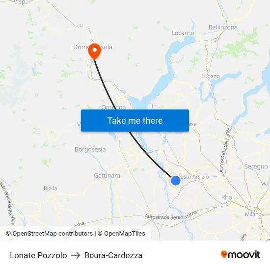 Lonate Pozzolo to Beura-Cardezza map