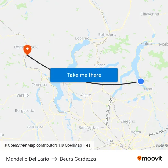 Mandello Del Lario to Beura-Cardezza map