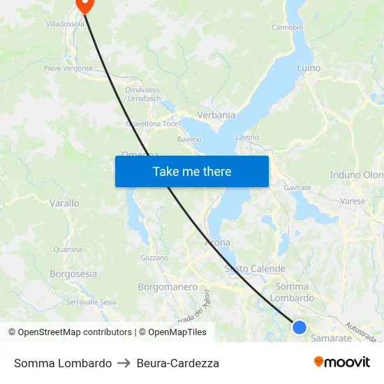 Somma Lombardo to Beura-Cardezza map