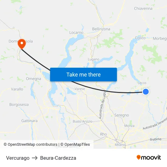 Vercurago to Beura-Cardezza map