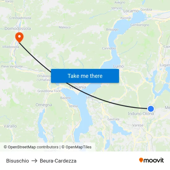 Bisuschio to Beura-Cardezza map