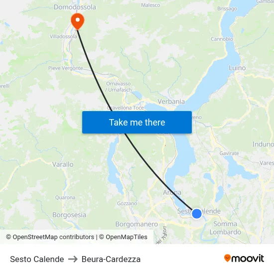 Sesto Calende to Beura-Cardezza map