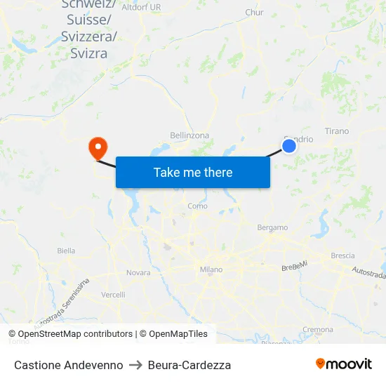 Castione Andevenno to Beura-Cardezza map