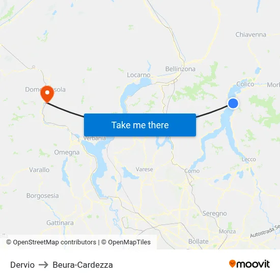 Dervio to Beura-Cardezza map