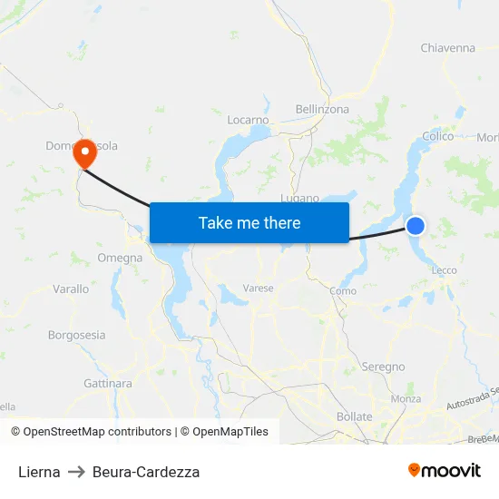 Lierna to Beura-Cardezza map