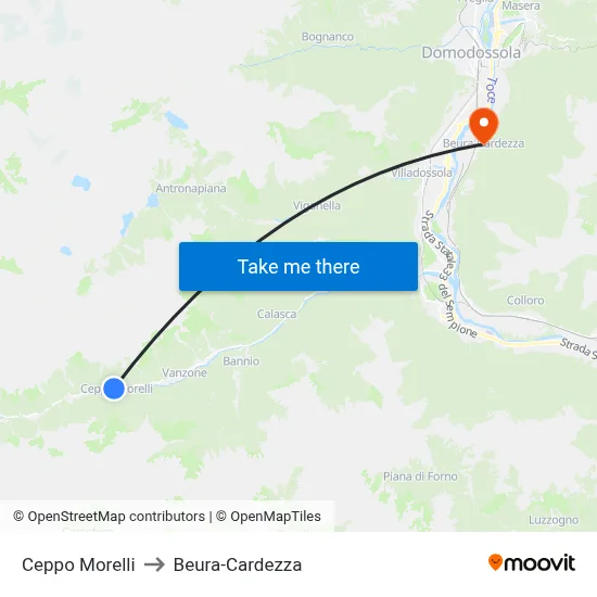 Ceppo Morelli to Beura-Cardezza map