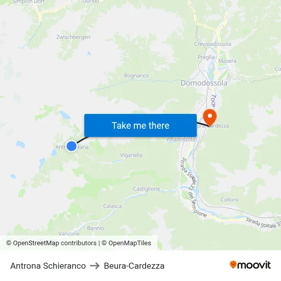 Antrona Schieranco to Beura-Cardezza map