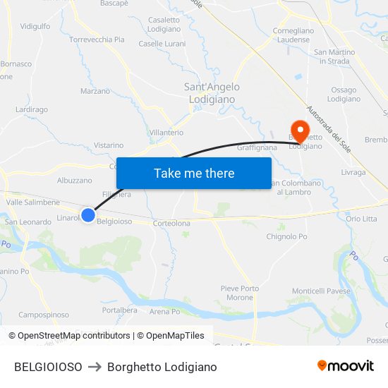 BELGIOIOSO to Borghetto Lodigiano map
