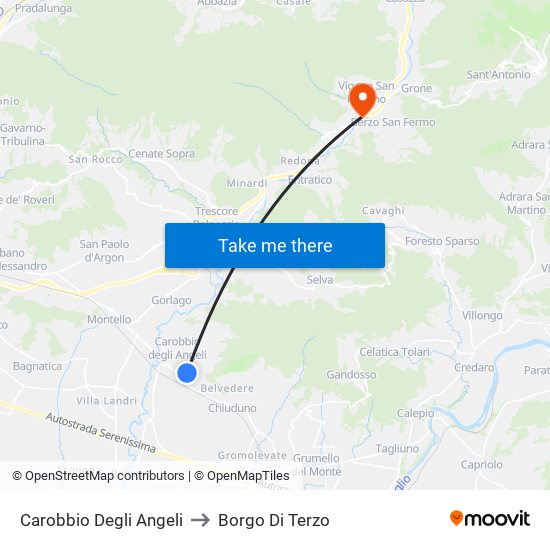 Carobbio Degli Angeli to Borgo Di Terzo map