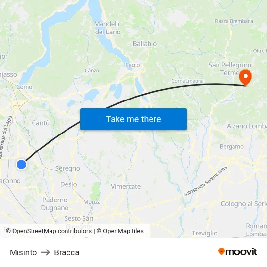Misinto to Bracca map