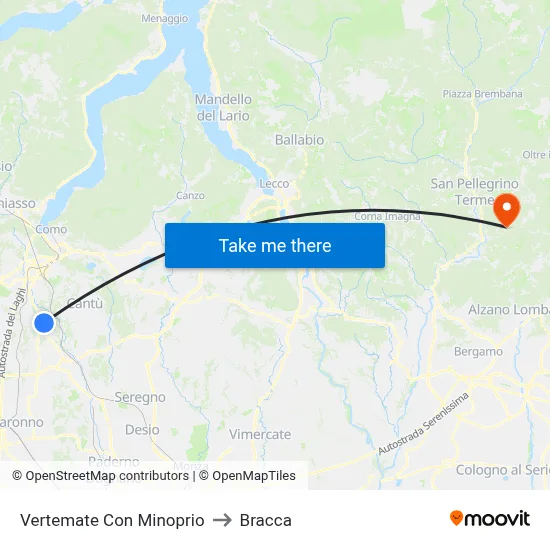 Vertemate Con Minoprio to Bracca map