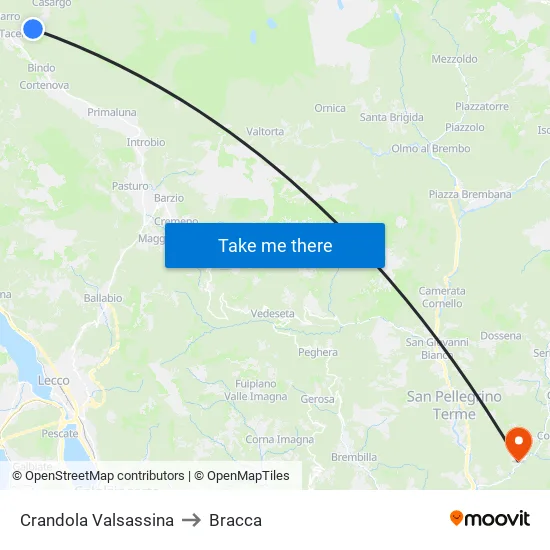 Crandola Valsassina to Bracca map