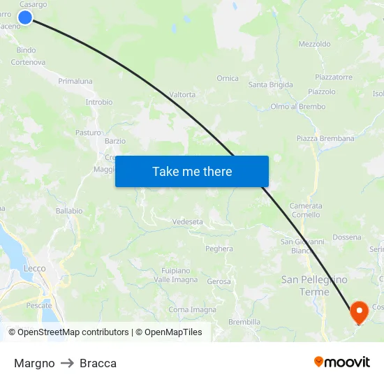Margno to Bracca map