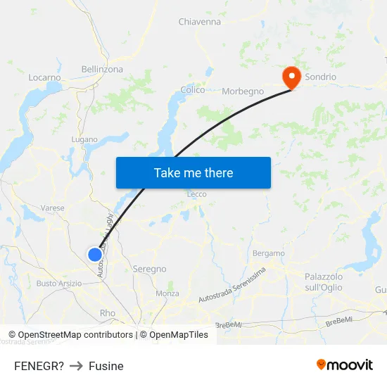 Fenegro to Fusine map