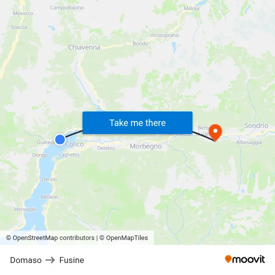 Domaso to Fusine map