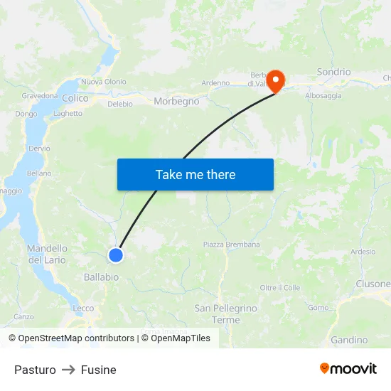 Pasturo to Fusine map
