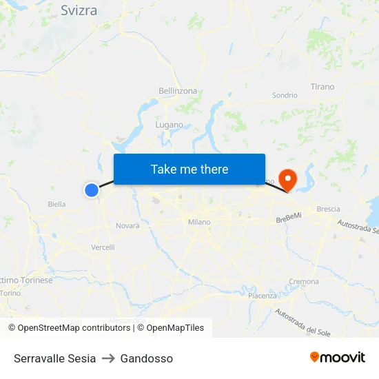 Serravalle Sesia to Gandosso map