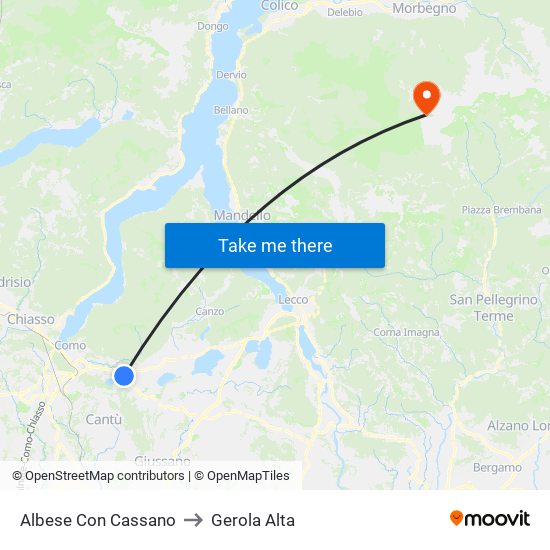 Albese Con Cassano to Gerola Alta map