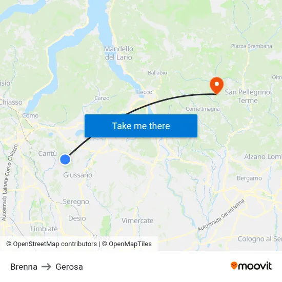 Brenna to Gerosa map