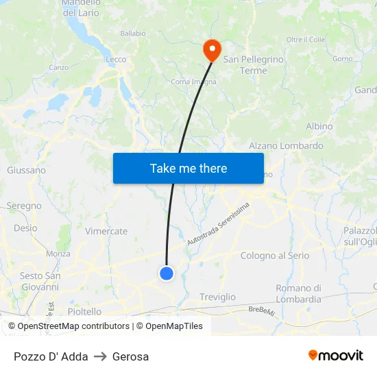 Pozzo D' Adda to Gerosa map
