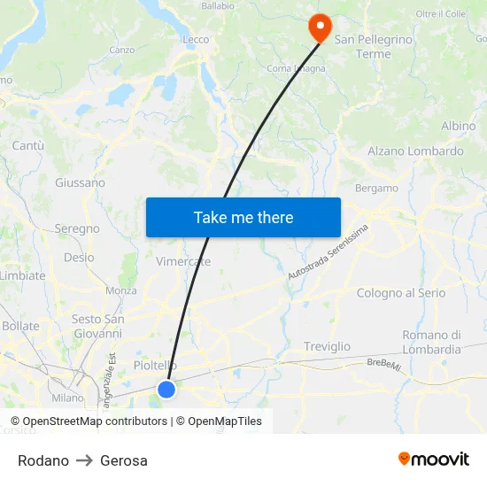 Rodano to Gerosa map