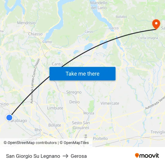 San Giorgio Su Legnano to Gerosa map