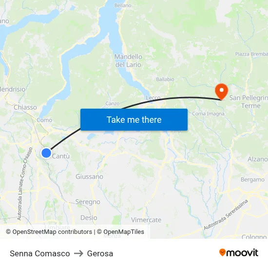 Senna Comasco to Gerosa map