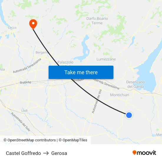 Castel Goffredo to Gerosa map