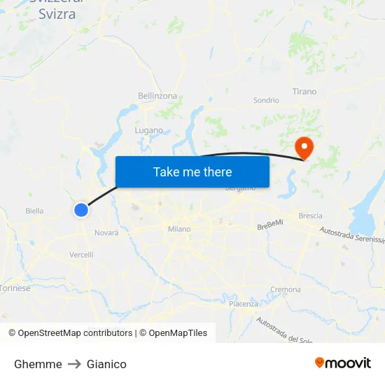Ghemme to Gianico map
