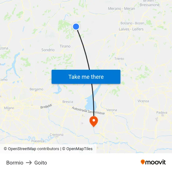 Bormio to Goito map