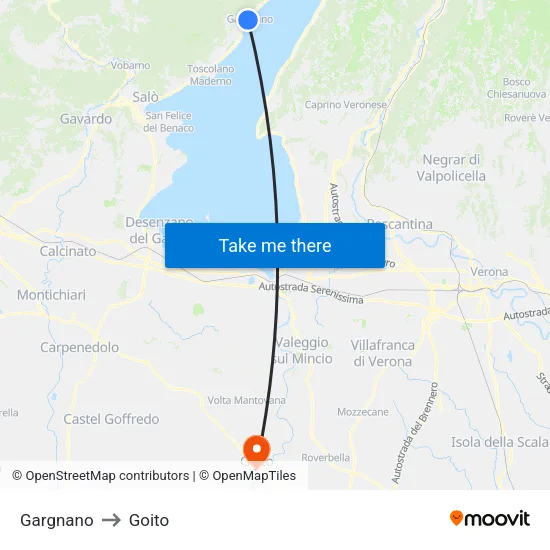 Gargnano to Goito map