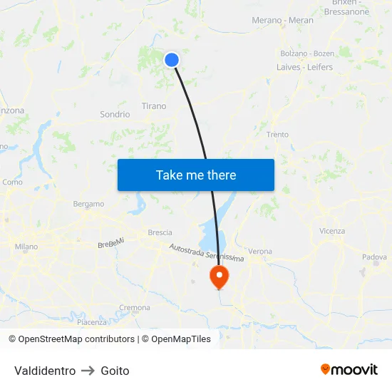 Valdidentro to Goito map