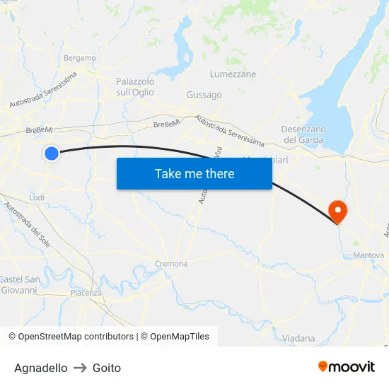 Agnadello to Goito map