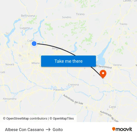 Albese Con Cassano to Goito map