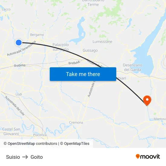 Suisio to Goito map