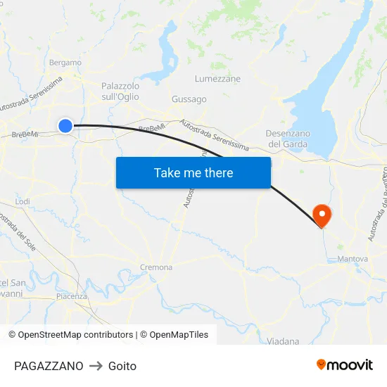 PAGAZZANO to Goito map