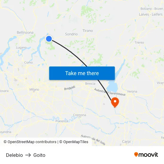 Delebio to Goito map