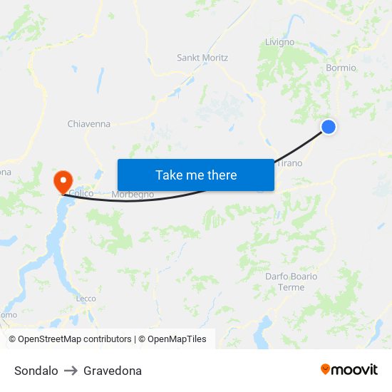 Sondalo to Gravedona map