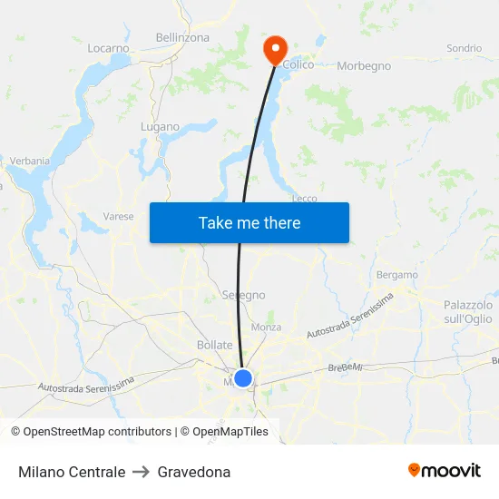 Milano Centrale to Gravedona map
